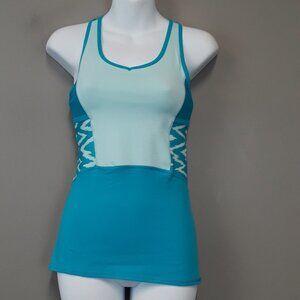 IVIVVA Teal Zig Zag Criss Cross Athletic Tank Top‎